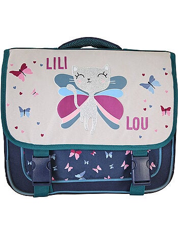 Cartella scolastica bambina Lili Lou 38 cm beige e blu 2 scomparti