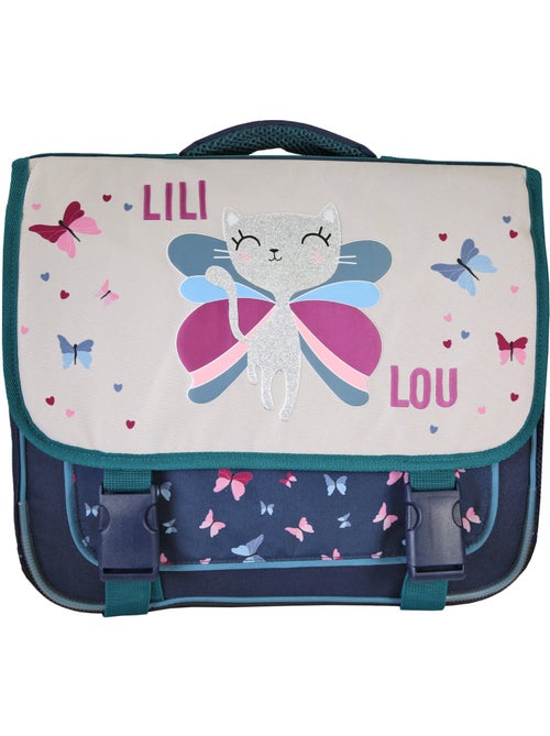 Cartella scolastica bambina Lili Lou 38 cm beige e blu 2 scomparti - Kiabi