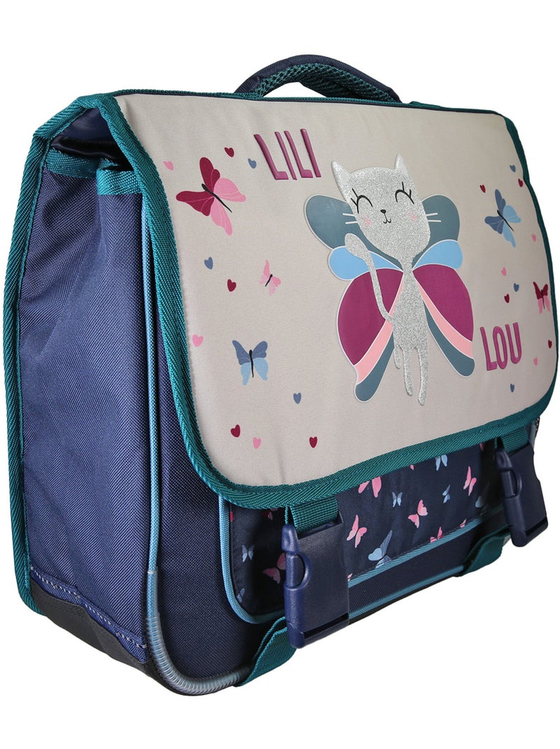 Cartella scolastica bambina Lili Lou 38 cm beige e blu 2 scomparti Blu marino - Kiabi