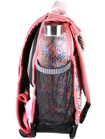 Cartella scolastica bambina POL FOX HAPPY BLUSH 38 cm reversibile 2 scomparti rosa motivo fiore
