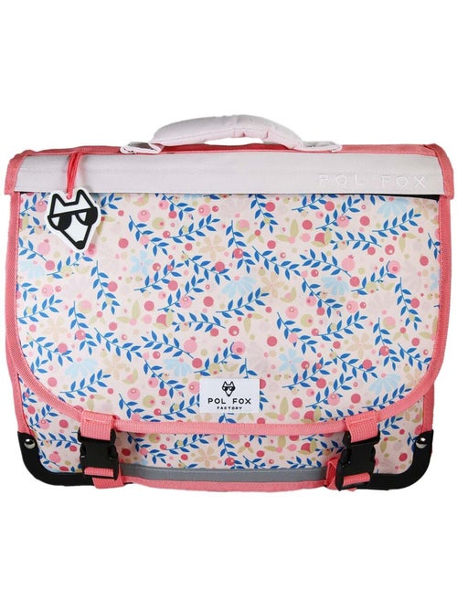 Cartella scolastica bambina POL FOX HAPPY BLUSH 38 cm reversibile 2 scomparti rosa motivo fiore - Kiabi