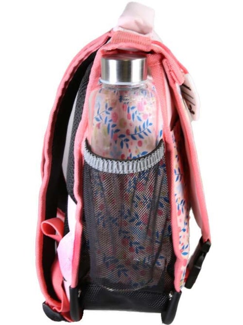Cartella scolastica bambina POL FOX HAPPY BLUSH 38 cm reversibile 2 scomparti rosa motivo fiore - Kiabi