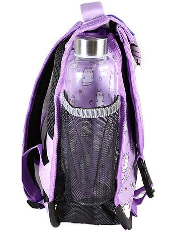 Cartella scolastica bambina POL FOX HELLO 38 cm reversibile 2 scomparti viola motivo gatto