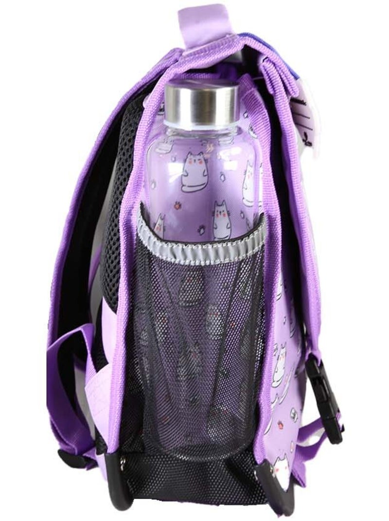 Cartella scolastica bambina POL FOX HELLO 38 cm reversibile 2 scomparti viola motivo gatto Multicolore - Kiabi