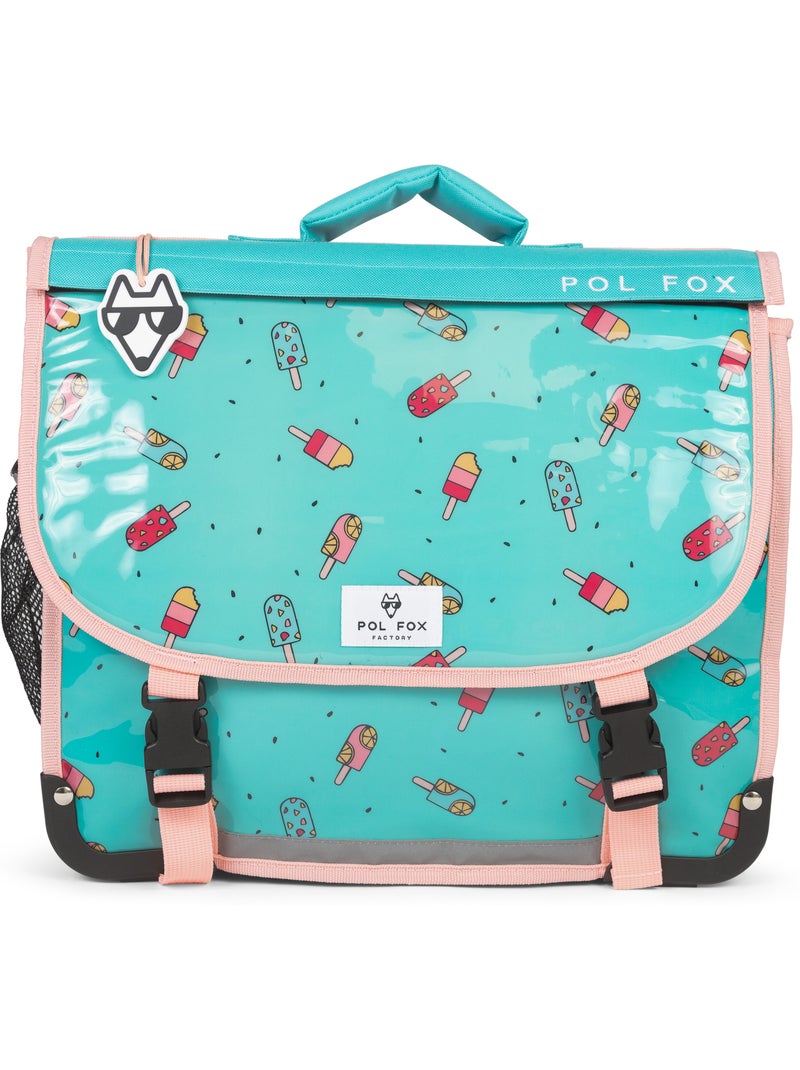 Cartella scolastica bambina POL FOX ICE POP 38 cm reversibile 2 scomparti rosa e blu motivo gelato Rosa - Kiabi