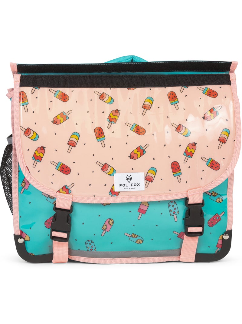 Cartella scolastica bambina POL FOX ICE POP 38 cm reversibile 2 scomparti rosa e blu motivo gelato Rosa - Kiabi