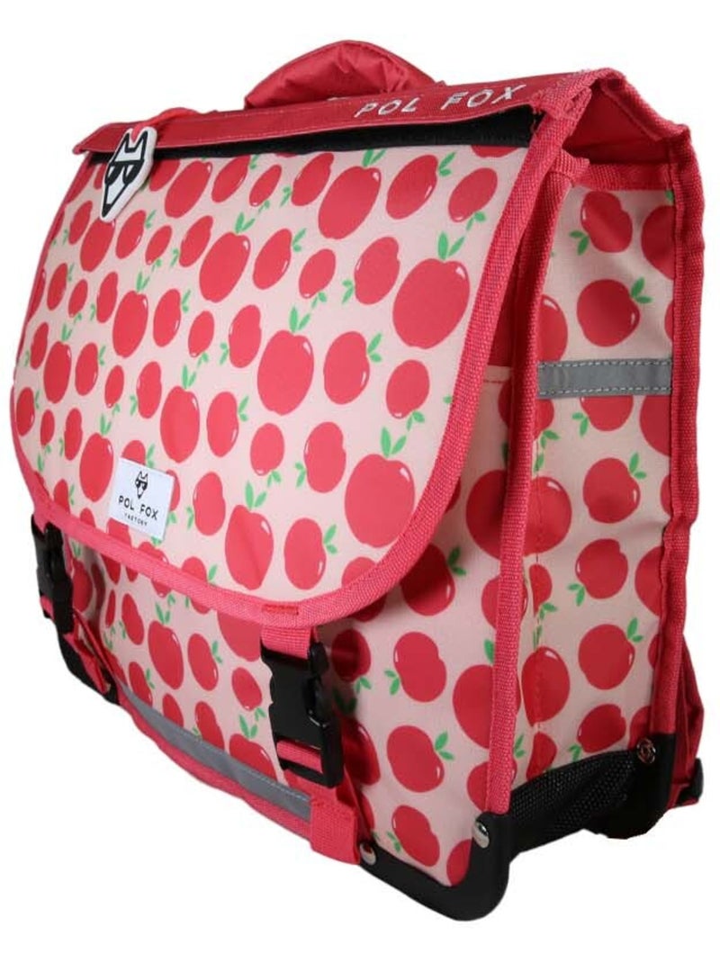 Cartella scolastica bambina POL FOX POMPOM 38 cm reversibile 2 scomparti rosa e rossa motivo mela Multicolore - Kiabi