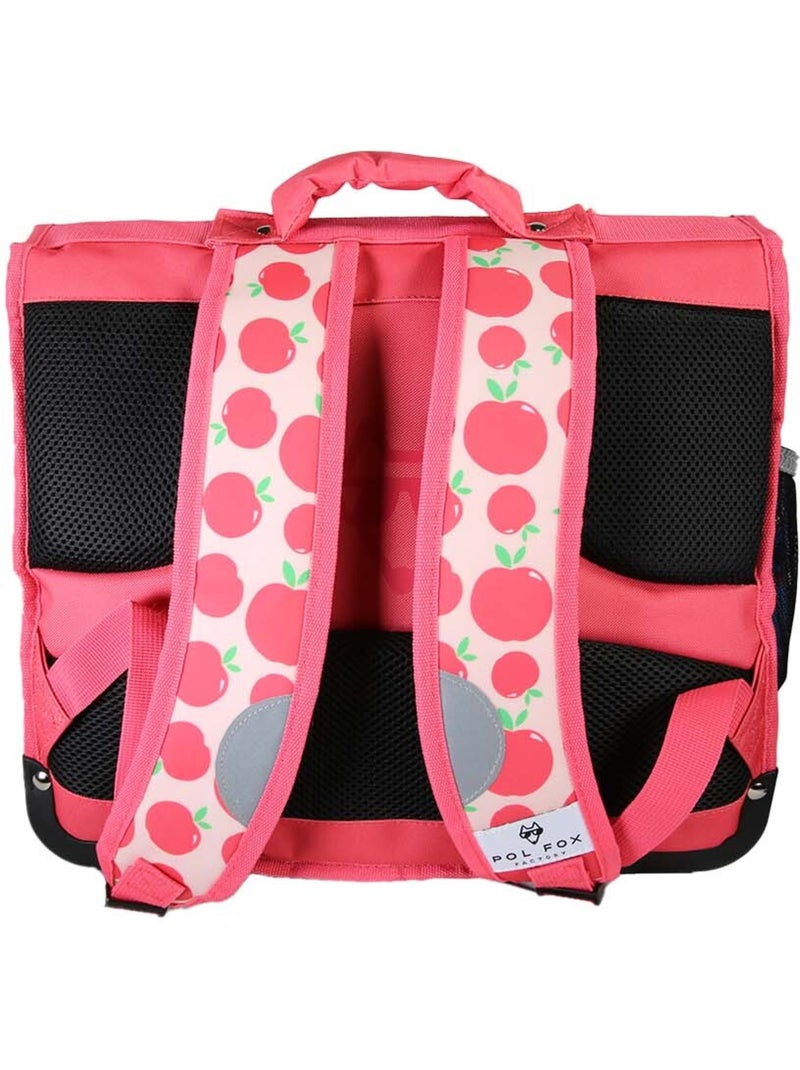 Cartella scolastica bambina POL FOX POMPOM 38 cm reversibile 2 scomparti rosa e rossa motivo mela Multicolore - Kiabi