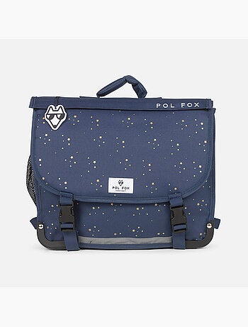 Cartella scolastica bambina POL FOX STAR BLUE 41 cm reversibile 2 scomparti blu navy motivo stella