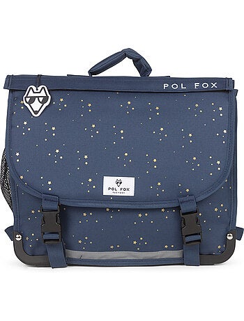 Cartella scolastica bambina POL FOX STAR BLUE 41 cm reversibile 2 scomparti blu navy motivo stella