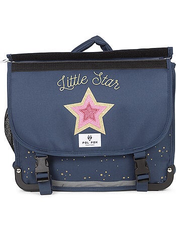 Cartella scolastica bambina POL FOX STAR BLUE 41 cm reversibile 2 scomparti blu navy motivo stella