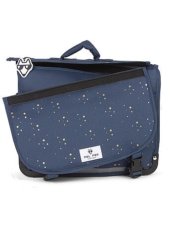 Cartella scolastica bambina POL FOX STAR BLUE 41 cm reversibile 2 scomparti blu navy motivo stella