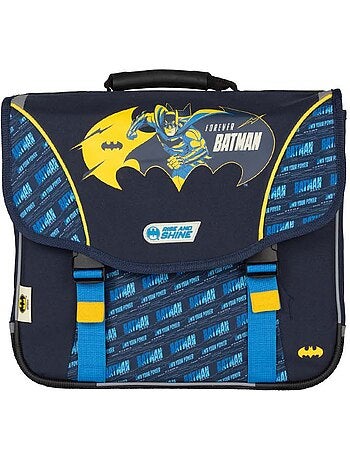 Cartella scolastica bambino Batman 38 cm blu e gialla 2 scomparti