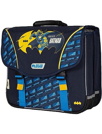 Cartella scolastica bambino Batman 38 cm blu e gialla 2 scomparti