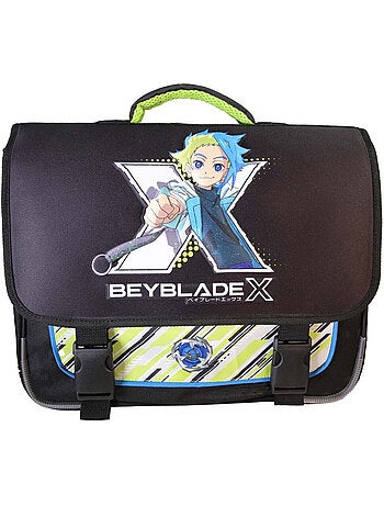 Cartella scolastica bambino Beyblade X 38 cm nera e verde 2 scomparti