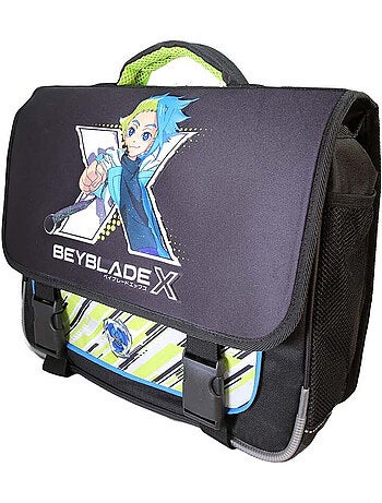 Cartella scolastica bambino Beyblade X 38 cm nera e verde 2 scomparti