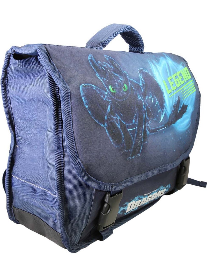 Cartella scolastica bambino Dragons 38 cm blu 2 scomparti Blu marino - Kiabi