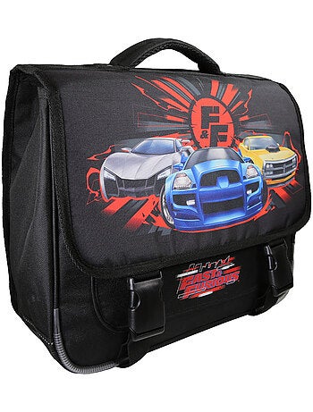 Cartella scolastica bambino Fast & Furious 38 cm nera 2 scomparti