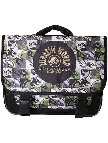 Cartella scolastica bambino Jurassic World 38 cm verde e grigia 2 scomparti