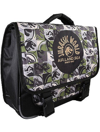 Cartella scolastica bambino Jurassic World 38 cm verde e grigia 2 scomparti