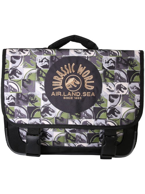 Cartella scolastica bambino Jurassic World 38 cm verde e grigia 2 scomparti - Kiabi