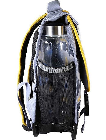 Cartella scolastica bambino POL FOX RACE 38 cm reversibile 2 scomparti grigia motivo auto
