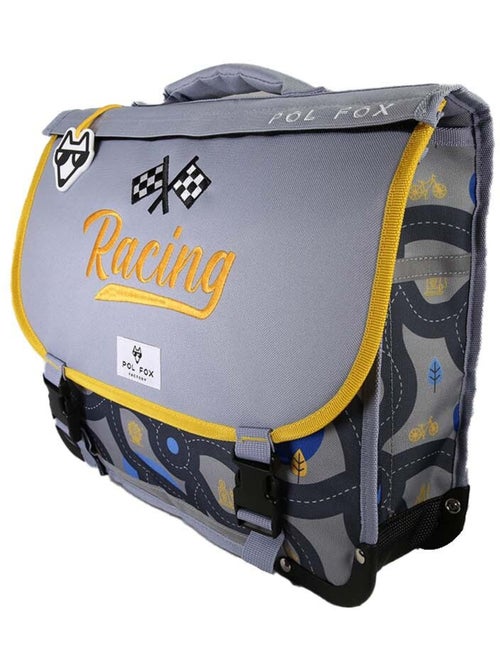 Cartella scolastica bambino POL FOX RACE 38 cm reversibile 2 scomparti grigia motivo auto - Kiabi Cartella scolastica bambino POL FOX RACE 38 cm reversibile 2 scomparti grigia motivo auto - Kiabi