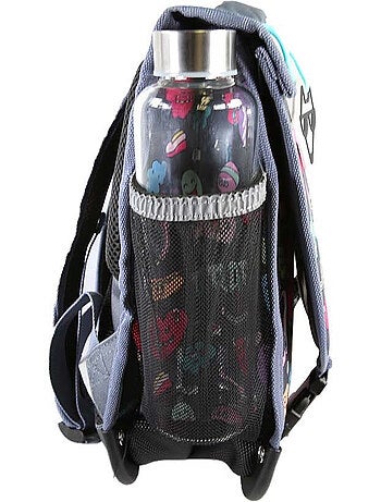 Cartella scolastica bambino POL FOX STREET ART 38 cm reversibile 2 scomparti grigia motivi graffiti