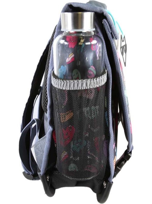 Cartella scolastica bambino POL FOX STREET ART 38 cm reversibile 2 scomparti grigia motivi graffiti - Kiabi