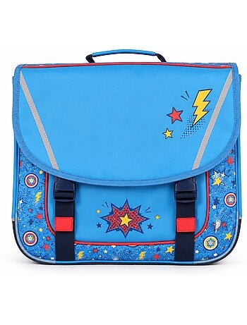 Cartella scolastica bambino Superman 38 cm blu e rossa 2 scomparti
