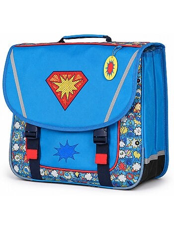Cartella scolastica bambino Superman 38 cm blu e rossa 2 scomparti