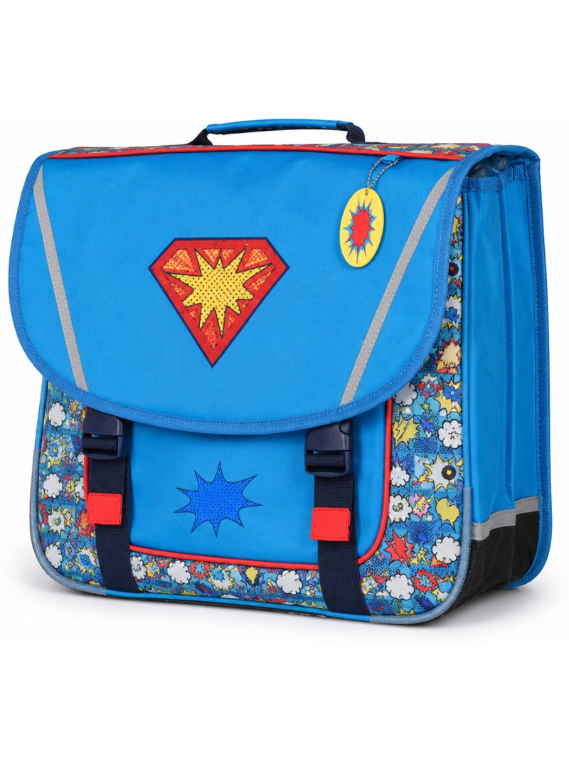 Cartella scolastica bambino Superman 38 cm blu e rossa 2 scomparti Multicolore - Kiabi