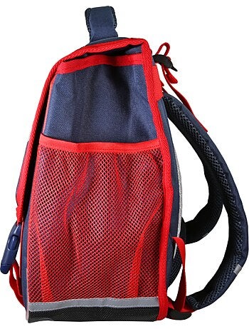 Cartella scolastica da bambino Phileas Auto da 38 cm – 2 scomparti – Blu e rosso