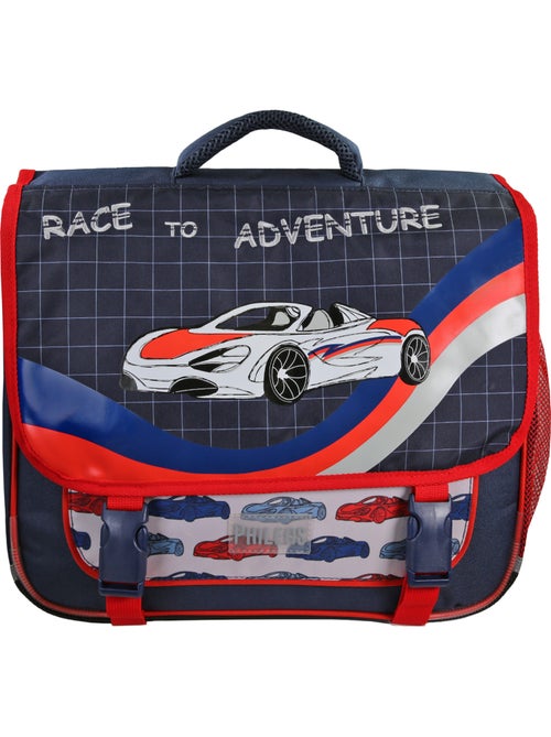 Cartella scolastica da bambino Phileas Auto da 38 cm – 2 scomparti – Blu e rosso - Kiabi
