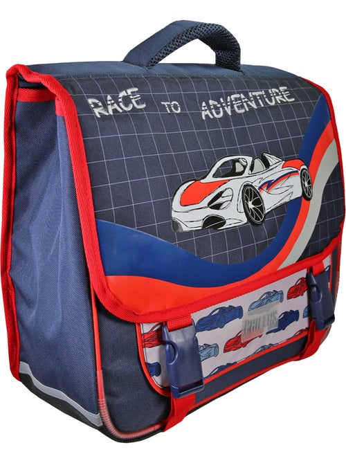 Cartella scolastica da bambino Phileas Auto da 38 cm – 2 scomparti – Blu e rosso - Kiabi