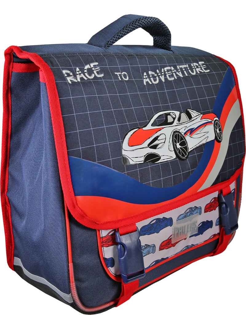 Cartella scolastica da bambino Phileas Auto da 38 cm – 2 scomparti – Blu e rosso Blu - Kiabi