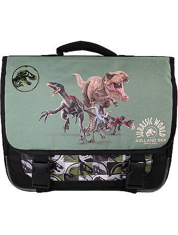 Cartella scolastica reversibile bambino Jurassic World 38 cm verde 2 scomparti