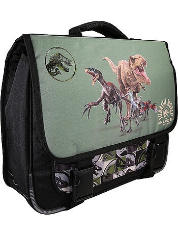Cartella scolastica reversibile bambino Jurassic World 38 cm verde 2 scomparti