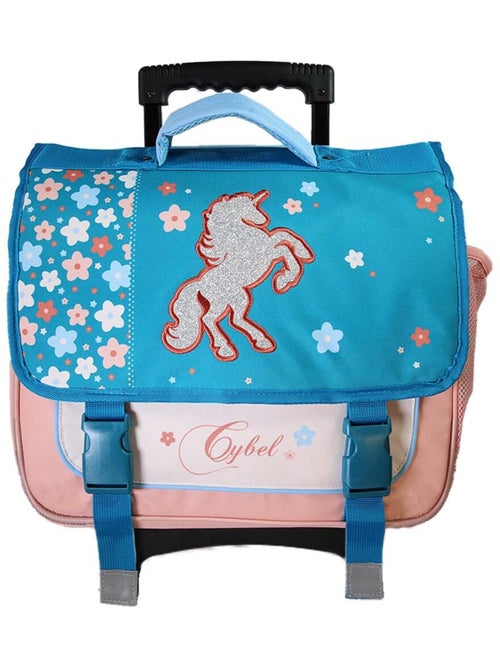 Cartella scolastica trolley bambina Cybel Unicorno 38 cm blu e rosa 2 scomparti primaria - Kiabi