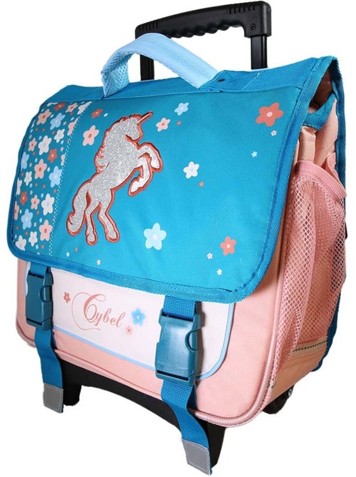 Cartella scolastica trolley bambina Cybel Unicorno 38 cm blu e rosa 2 scomparti primaria - Kiabi