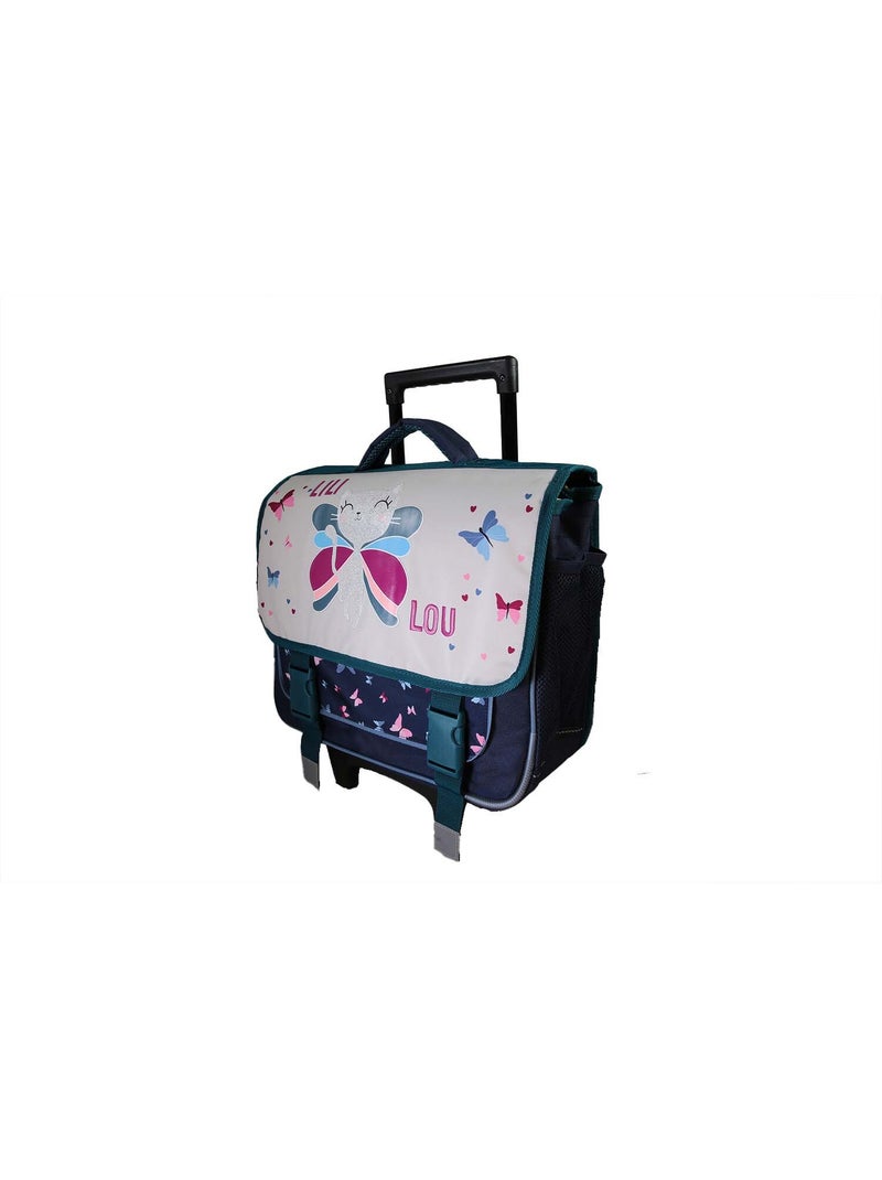 Cartella scolastica trolley bambina Lili Lou 38 cm beige e blu 2 scomparti Blu marino - Kiabi