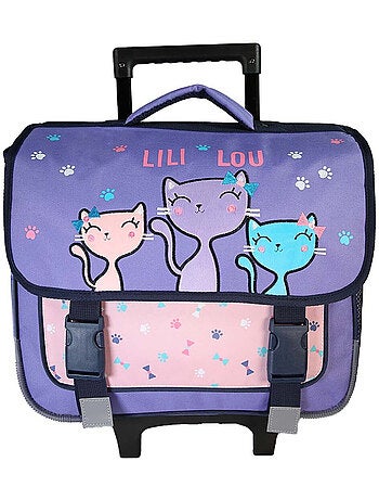 Cartella scolastica trolley bambina Lili Lou 38 cm viola e rosa 2 scomparti