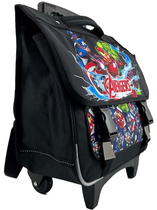 Cartella scolastica trolley bambino Avengers 38 cm nera 2 scomparti - Kiabi