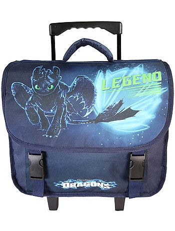 Cartella scolastica trolley bambino Dragons 38 cm blu 2 scomparti