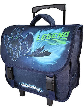 Cartella scolastica trolley bambino Dragons 38 cm blu 2 scomparti