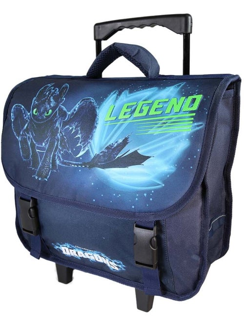 Cartella scolastica trolley bambino Dragons 38 cm blu 2 scomparti - Kiabi
