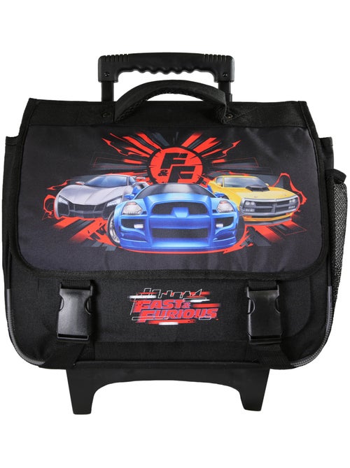 Cartella scolastica trolley bambino Fast & Furious 38 cm nera 2 scomparti - Kiabi