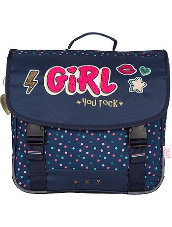 Cartella scuola 38 cm 2 scomparti KIP Girl You Rock blu navy