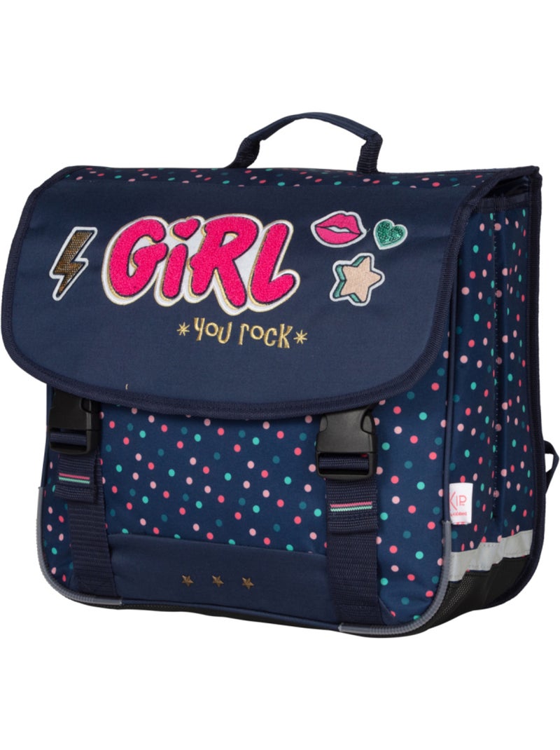 Cartella scuola 38 cm 2 scomparti KIP Girl You Rock blu navy Blu marino - Kiabi