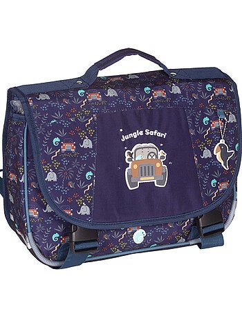 Cartella scuola 38 cm 2 scomparti KIP Jungle Safari blu